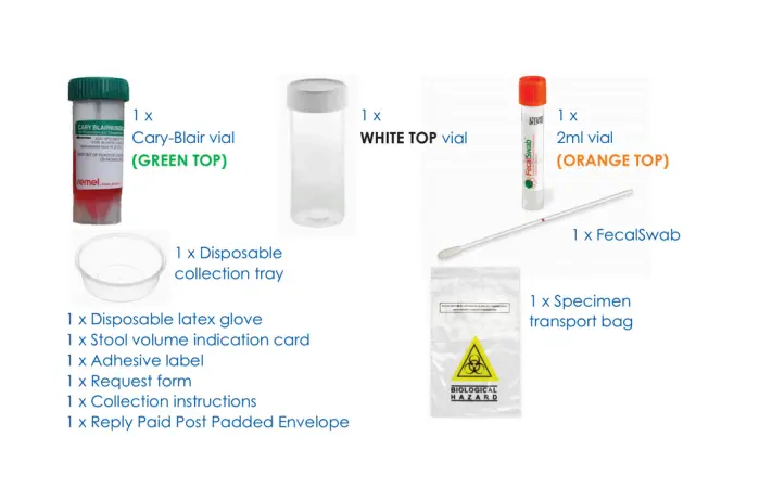 Microbiome Collection Kit — WHITE TOP, ORANGE TOP and GREEN TOP vials